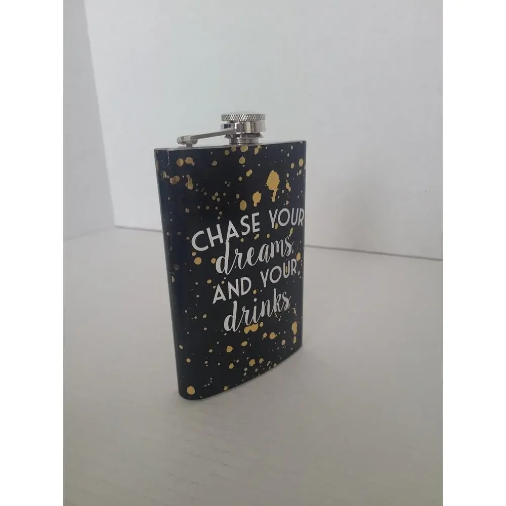 Chase your Dreams & Your Drinks Stainless Steel‎ 8 fl. Oz Black New
